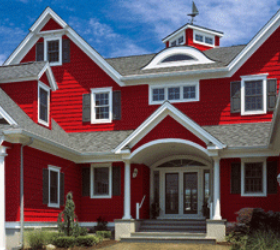 red house with siding